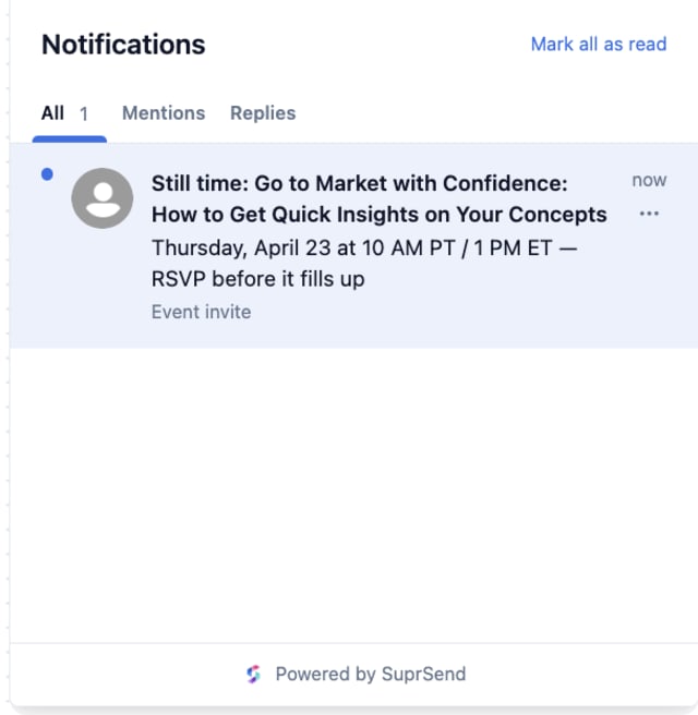 Event Invite Follow-up — In-app inbox