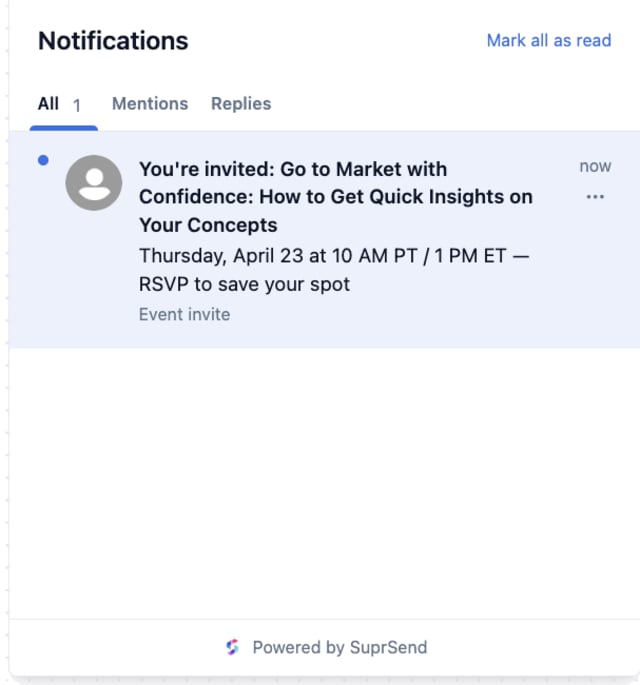 Webinar Notification — In-app inbox