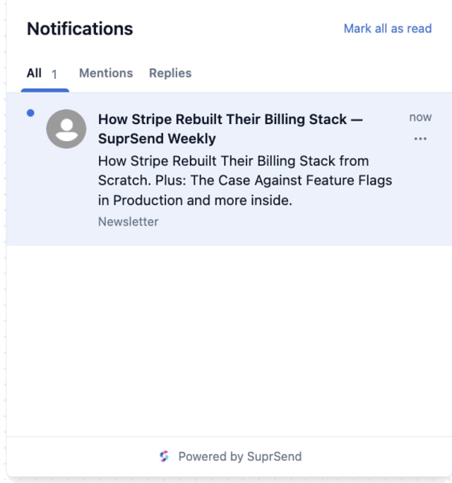 Newsletter — In-app inbox