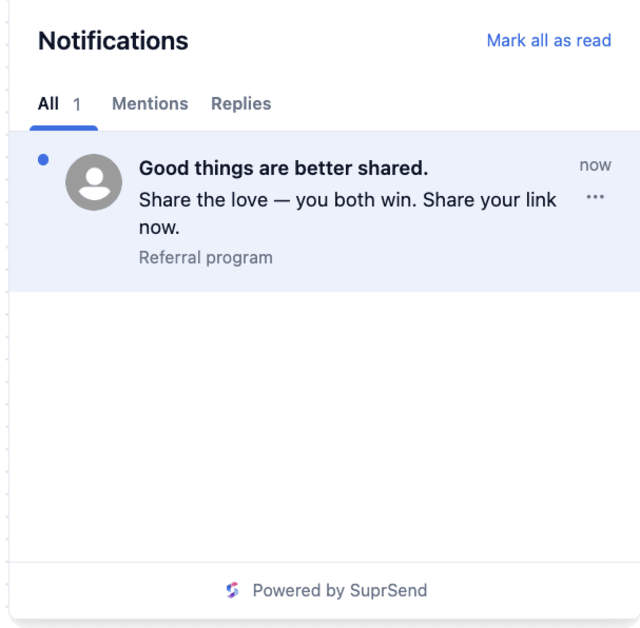 Campaign Referral — In-app inbox