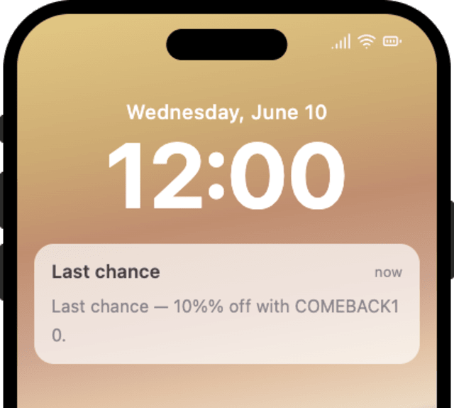 Items Left in Cart Final Reminder — iOS push