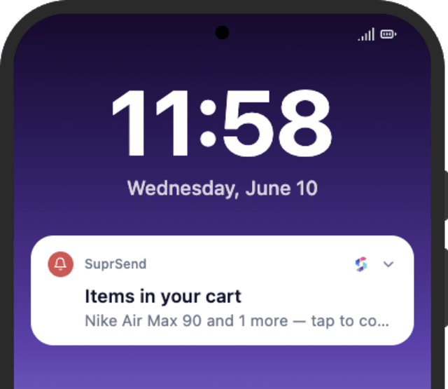 Items Left in Cart First Reminder — Android push