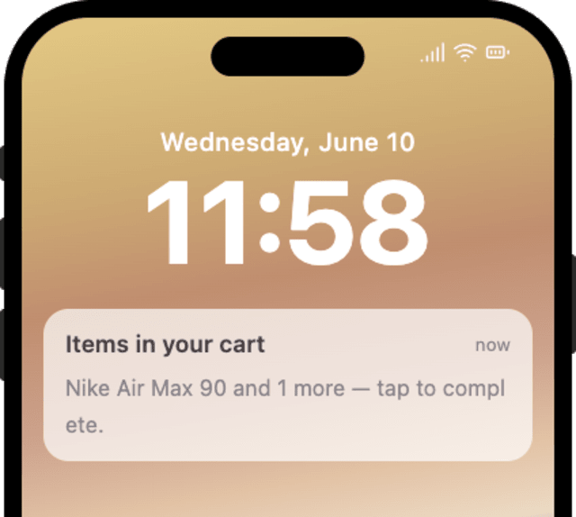 Items Left in Cart First Reminder — iOS push