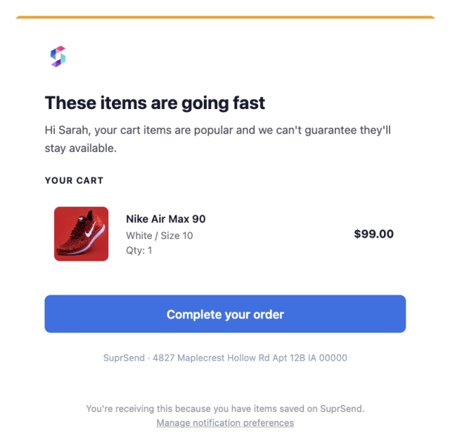 Items Left in Cart Second Reminder — Email