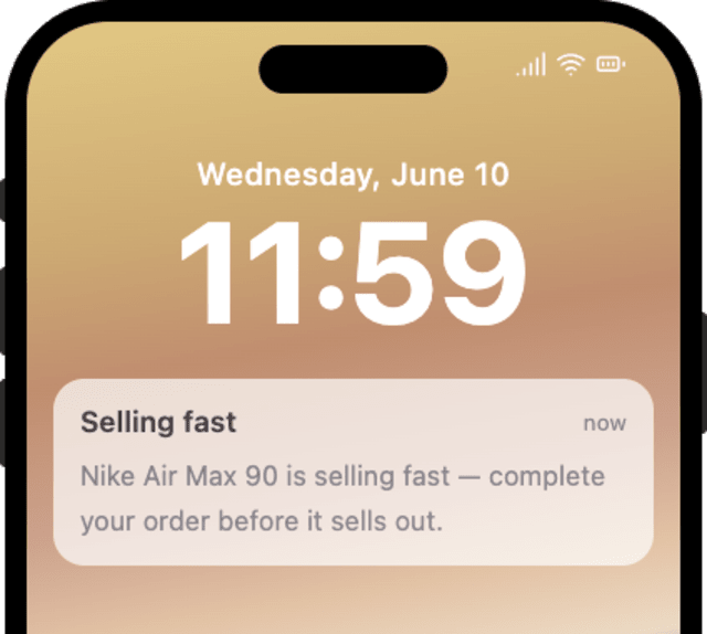 Items Left in Cart Second Reminder — iOS push