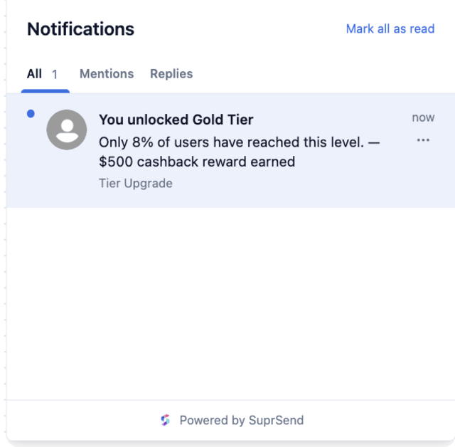 High Significance Celebration Events — In-app inbox