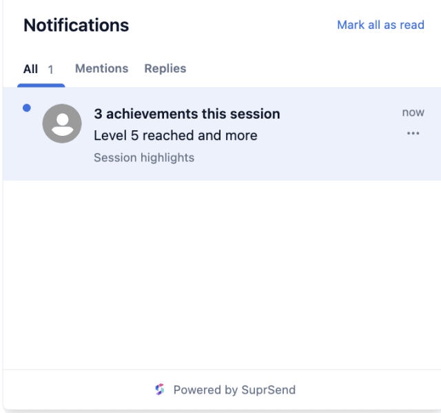 Medium Significance Celebration Events — In-app inbox