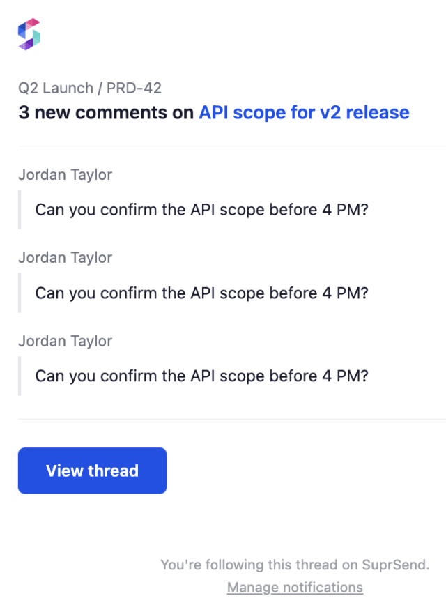 Comment on My Resource — Email