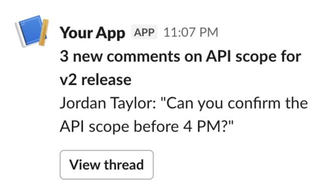 Comment on My Resource — Slack