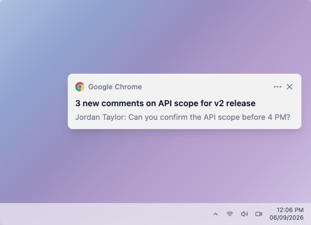 Comment on My Resource — Web push (Windows)
