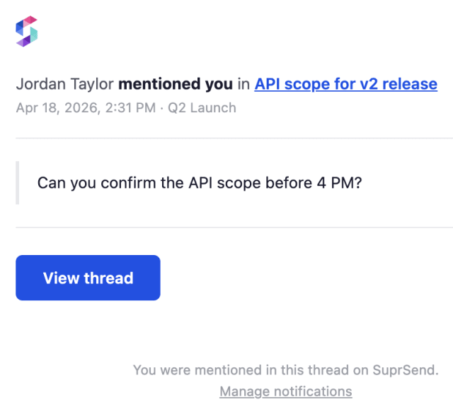 Comment with Mention — Email