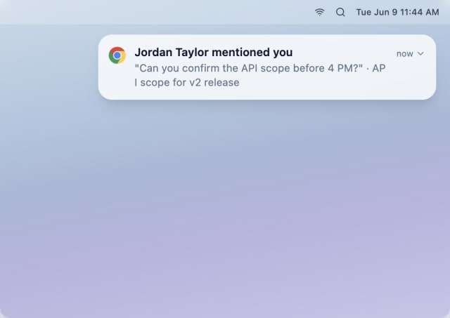 Comment with Mention — Web push (Mac)