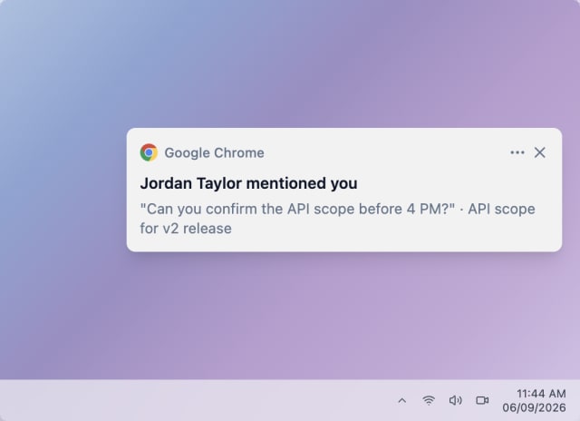 Comment with Mention — Web push (Windows)