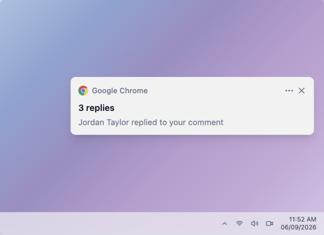 Replies to Comment — Web push (Windows)