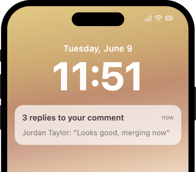 Replies to Comment — iOS push