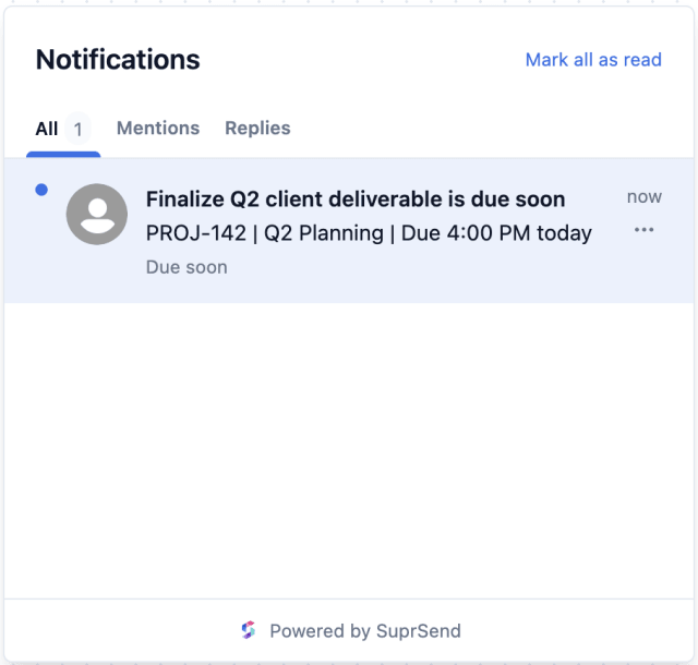 Deadline Due Today — In-app inbox