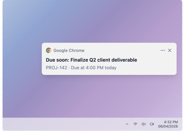 Deadline Due Today — Web push (Windows)