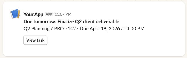 Deadline Due Tomorrow — Slack