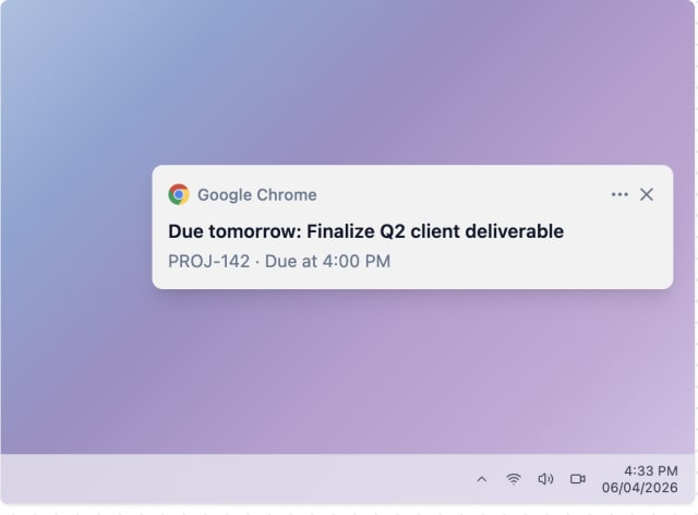 Deadline Due Tomorrow — Web push (Windows)