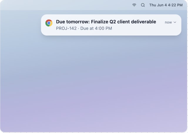 Deadline Due Tomorrow — Web push (Mac)