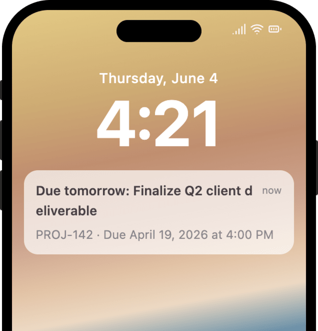 Deadline Due Tomorrow — iOS push