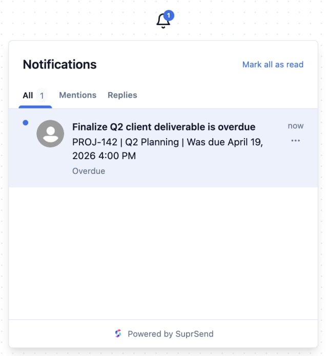 Deadline Overdue — In-app inbox