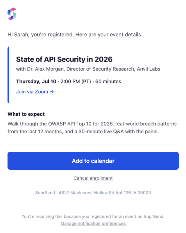Registration Confirmed — Email