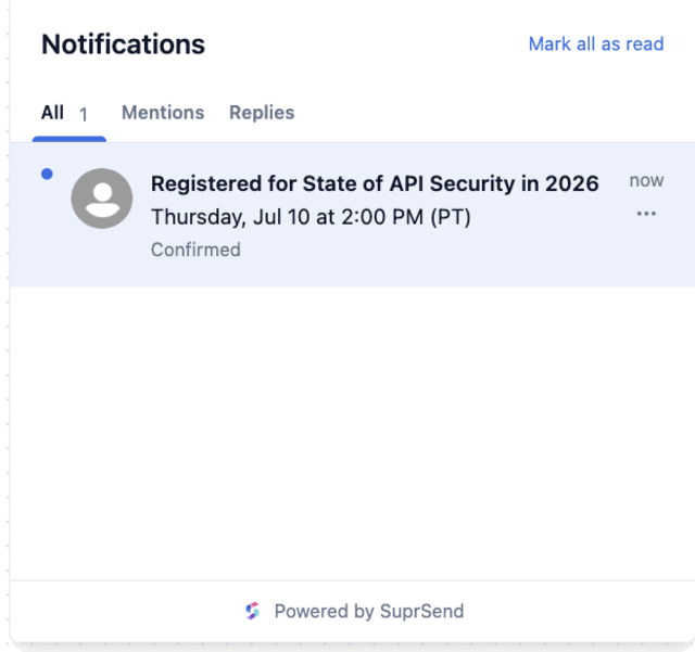 Registration Confirmed — In-app inbox