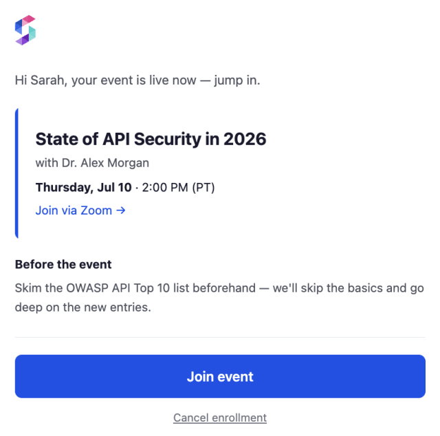 Webinar Event  Started — Email