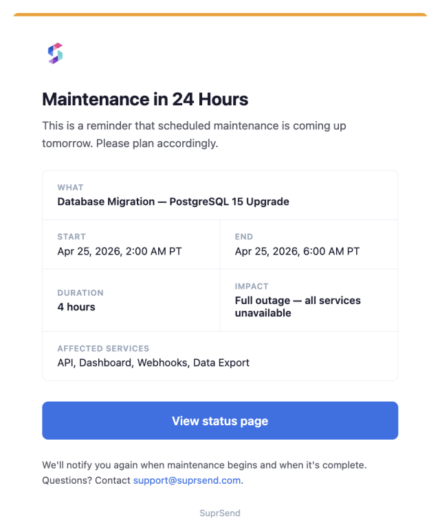 System Maintenance Reminder — Email