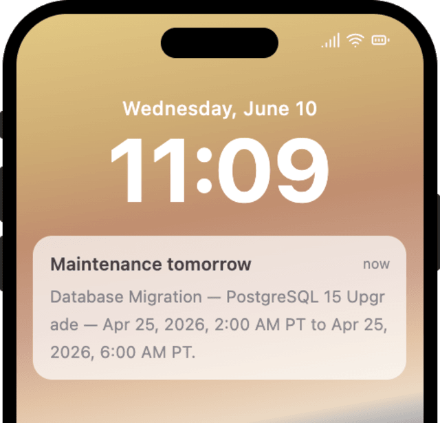 System Maintenance Reminder — iOS push