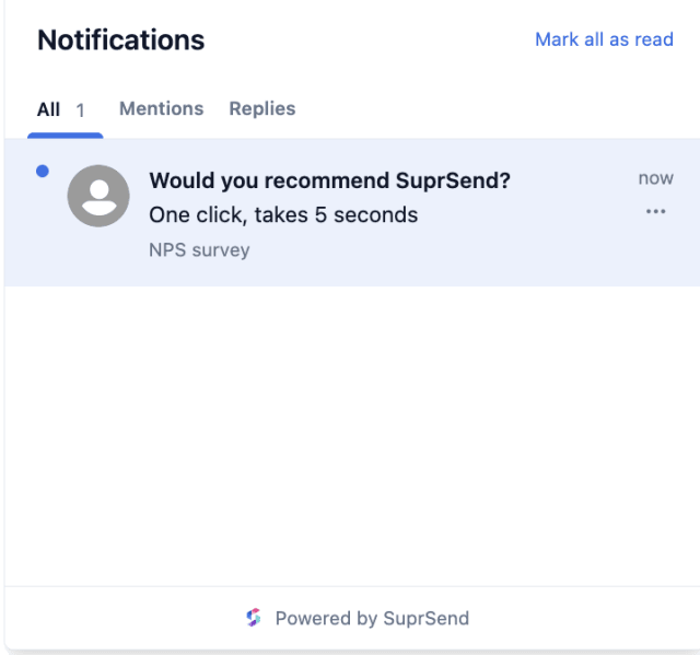 NPS Feedback Request — In-app inbox