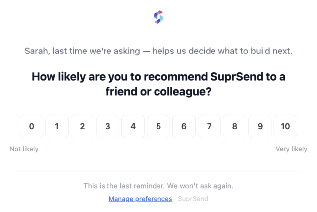 NPS Feedback Request Reminder — Email
