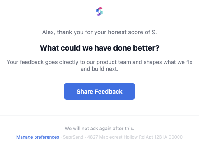 NPS Improvement Feedback Request — Email