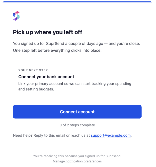 Onboarding First Reminder — Email