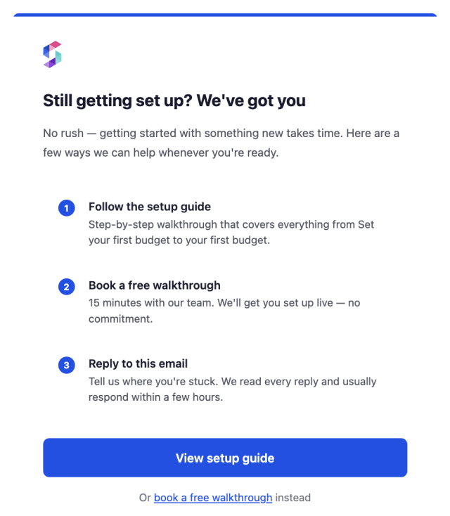 Onboarding Help Check-in — Email