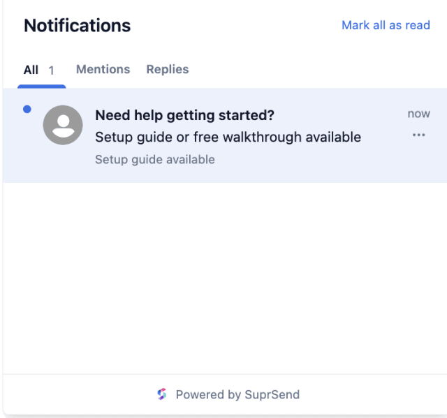 Onboarding Help Check-in — In-app inbox