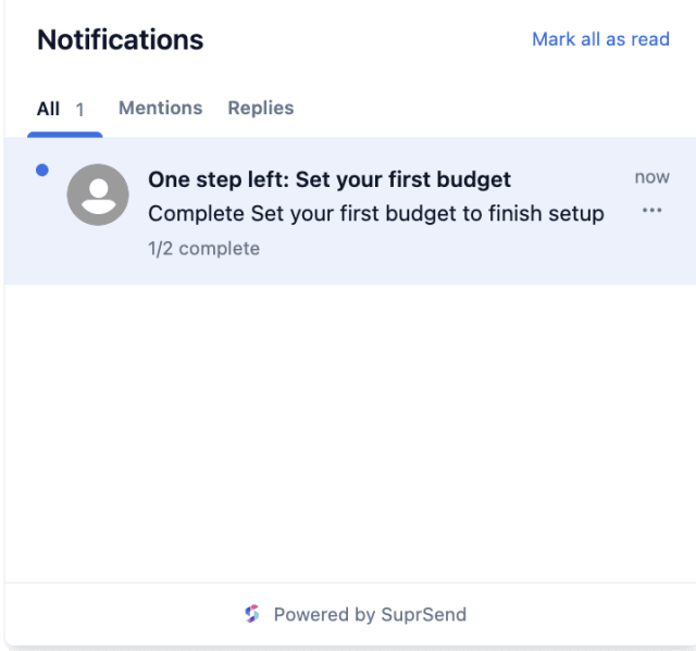 Onboarding Second Reminder — In-app inbox