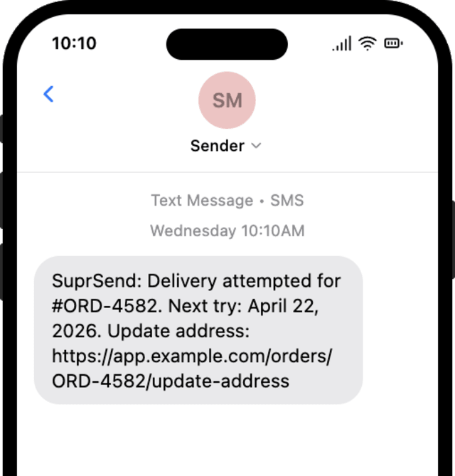 Order Delivery Failed — SMS