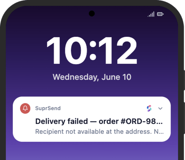Order Delivery Failed Reminder — Android push