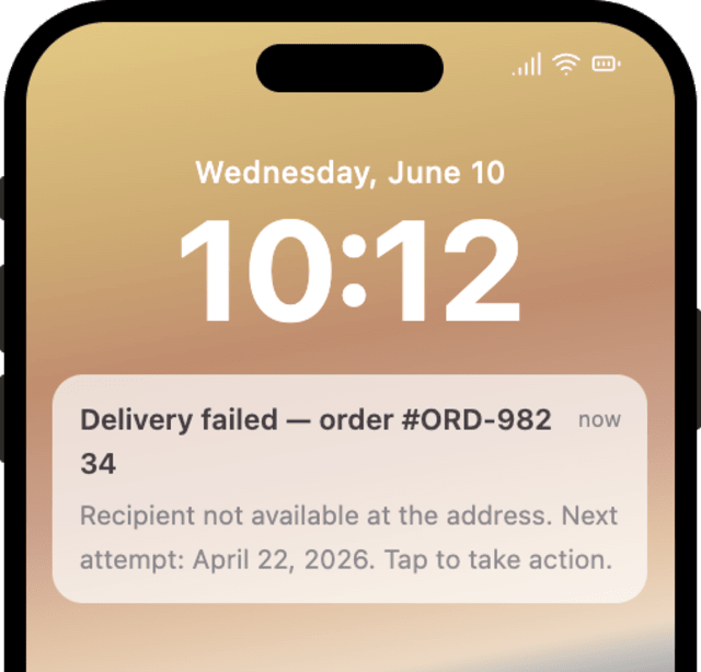 Order Delivery Failed Reminder — iOS push