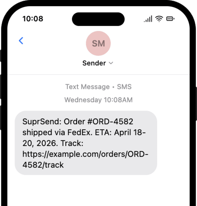 Order Shipped — SMS