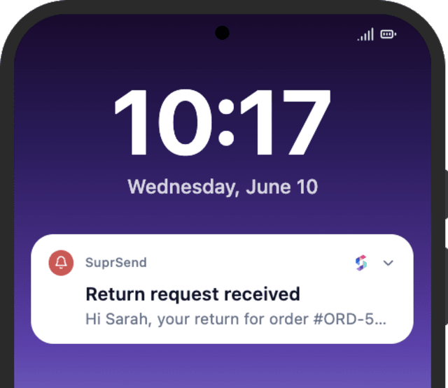 Order Return Initiated — Android push