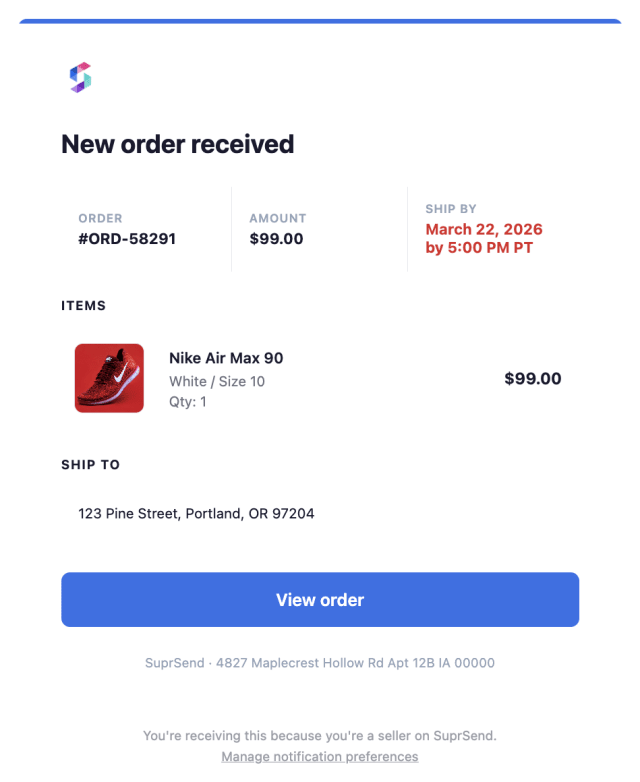 Order Received — Email