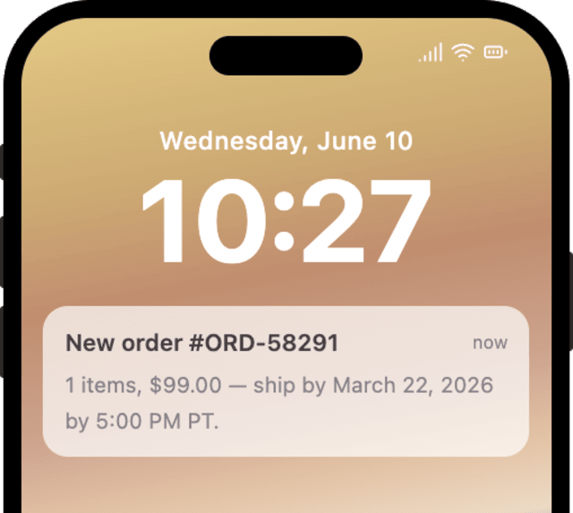Order Received — iOS push