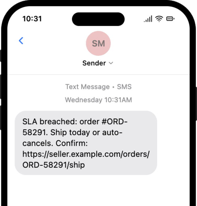 Shipping Deadline Exceeded — SMS