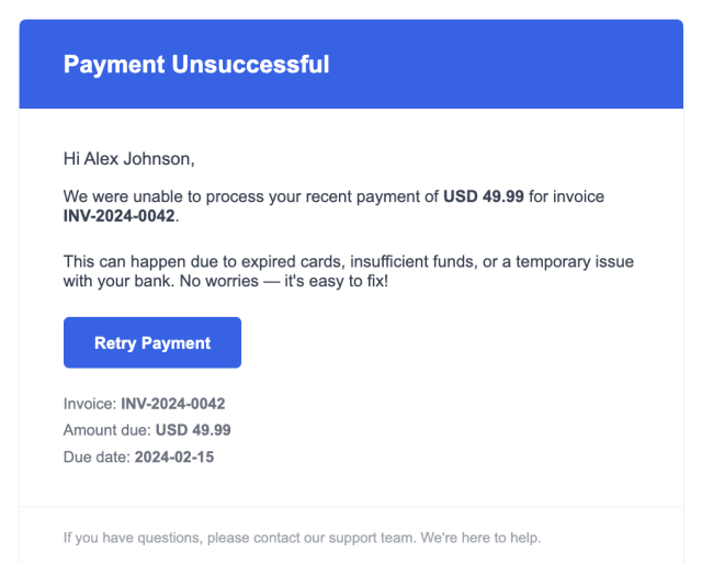 Dunning First Notice — Email
