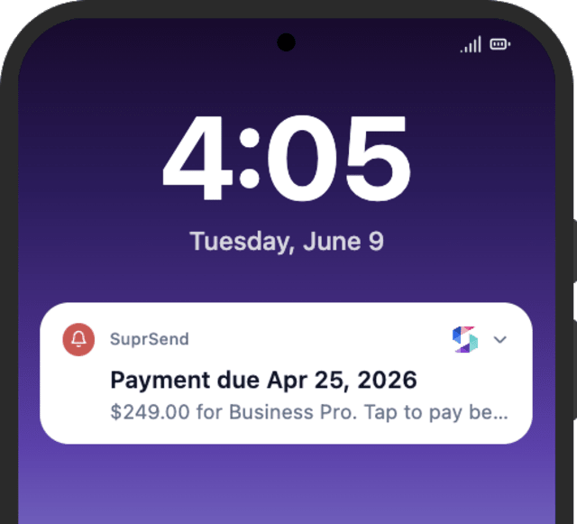 Payment Due Soon — Android push