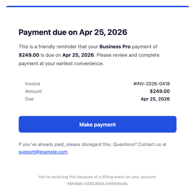 Payment Due Soon — Email