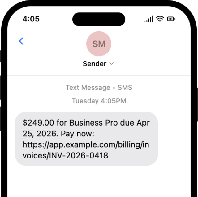 Payment Due Soon — SMS